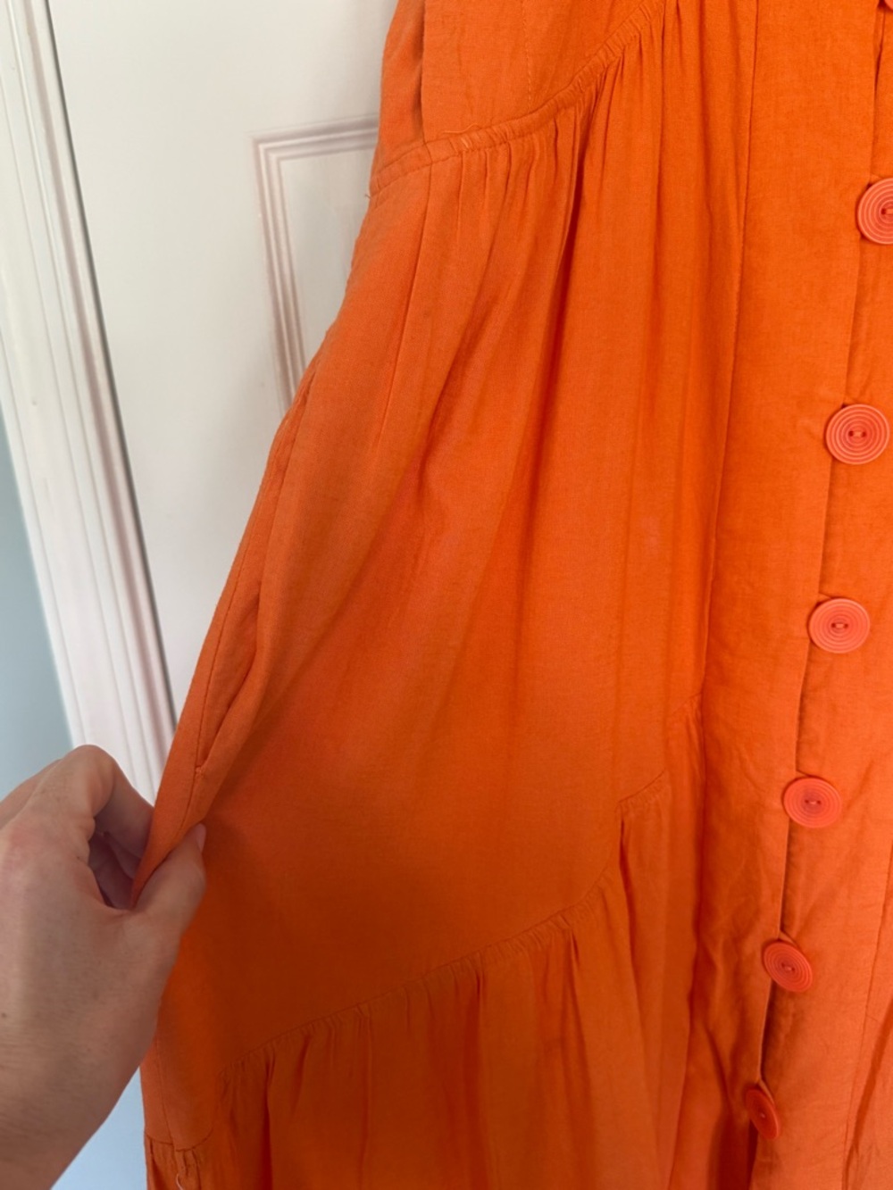 Anthropologie Orange Button-Front Maxi Dress - Picture 5 of 8